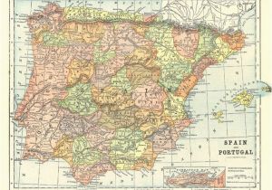 Historical Maps Of Spain Map Of Spain and Portugal From 1904 Vintage Printable Digital