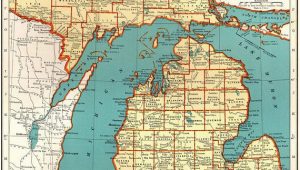 Holly Michigan Map 1921 Vintage Michigan State Map Antique Map Of Michigan Gallery Wall