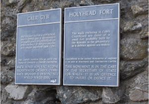 Holyhead England Map Plaques On Outside Giving Information One In Welsh One In