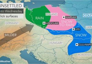 Humidity Map Europe Snow Creates Slick Travel From Poland to Ukraine as Alps