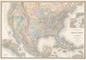 Hutchins Texas Map 1875 Carte Generale Des Etats Unis Et Du Mexique Comprenant L