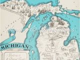 I 94 Map Michigan Vintage Reproduction Map Of Michigan Storiesdivinations Etsy Shop