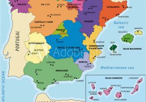 International Airports In Spain Map Fotografie Obraz Detailed Vector Map Of Spain with All