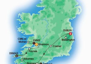 Ireland Bus Map 2017 southern Gems 7 Day 6 Night tour Overnights 2 Dublin