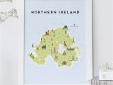Ireland In World Map Map Of northern Ireland Print