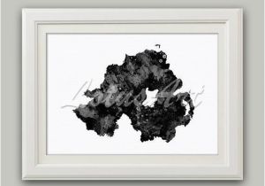 Ireland Map Black and White northern Ireland Map Black White Print Watercolor Map Wall