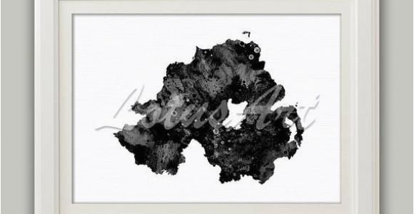 Ireland Map Black and White northern Ireland Map Black White Print Watercolor Map Wall