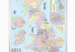 Ireland Map Counties and towns Uk Counties Large Wall Map for Business Laminated