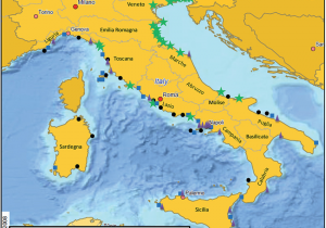 Italy Districts Map Geographical Location Of Sites In Italian Coastal Regions for the