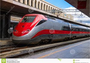 Italy High Speed Train Map the Train Stops Near the Platform Station In Italy Stock Image