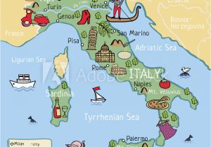 Italy Map with Major Cities Fotografie Obraz Cartoon Vector Map Of Italy for Kids Posters Cz