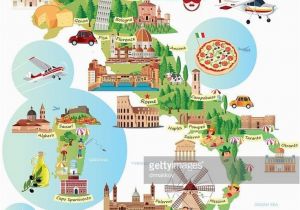 Italy touristic Map Travel Infographic Travel and Trip Infographic Cartoon Map Of