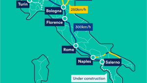 Italy Train Maps Trenitalia Map with Train Descriptions and Links to Purchasing