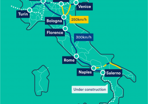 Italy Train Route Map Trenitalia Map with Train Descriptions and Links to Purchasing