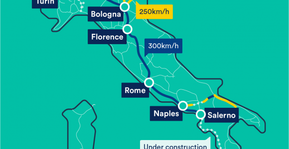 Italy Train Route Map Trenitalia Map with Train Descriptions and Links to Purchasing