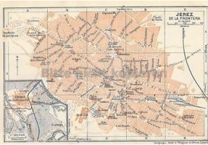 Jerez De La Frontera Spain Map Jerez De La Frontera Spanien 1929 Historische Alte Landkarte Stadtplan Map