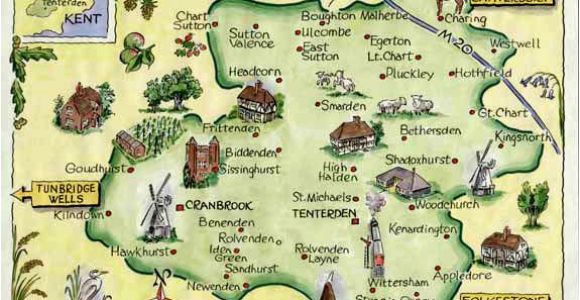 Kent On Map Of England Weald Of Kent Family Heritage Village Map Website Link Map Art