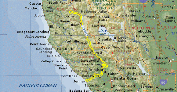 Kenwood California Map the Russian River Flows Through Mendocino and Marin Counties In