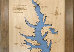 Lake Conroe Texas Map Lake Conroe Texas Wood Laser Cut Map Phds On Artfire