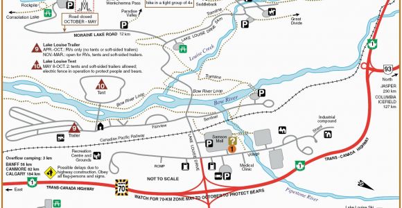 Lake Louise Map Canada Lake Louise Campground