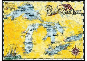 Lake Michigan Shipwreck Map Great Lakes Shipwreck Map by Avery Color Studios Michigan Great