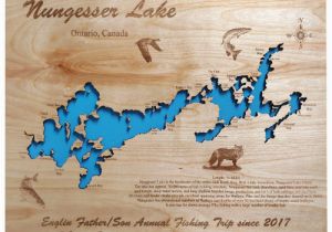 Lake Of the Woods Canada Map Nungesser Lake In Ontario Canada Wood Laser Cut Map
