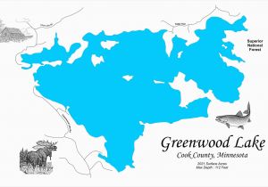 Lake Of the Woods Minnesota Map Wood Laser Cut Map Of Greenwood Lake Mn and 50 Similar Items