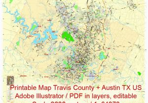 Lake Travis Texas Map Editable Printable Map Travis County Texas Illustrator Map Scale 1