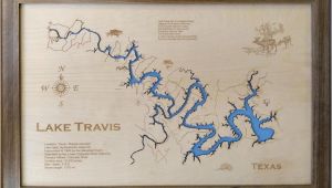 Lake Travis Texas Map Wood Laser Cut Map Of Lake Travis Tx topographical Engraved Etsy