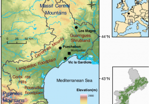 Languedoc Map south Of France Digital Elevation Model Of Languedoc Roussillon Lr Mediterranean