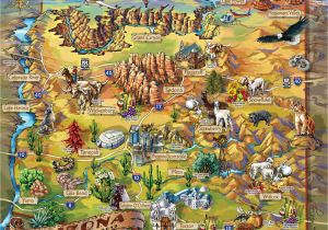 Large Map Of Arizona Illustrated Arizona Map Tristan S Hideout A O Arizona Arizona