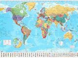 Large Wall Map Of Europe World Map Timezones Country Flags Giant Poster 100cm X 140cm