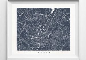 Leicester England Map Leicester England Street Map Horizontal Print Europe