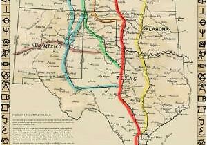 Lonesome Dove Texas Map Cattle Trails Of the Old West Map Reproduction Lonesome Dove Cattle
