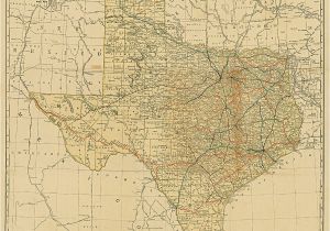 Lonesome Dove Texas Map Railroad and County Map Of Texas 1893 Digital Art by Texas Map Store