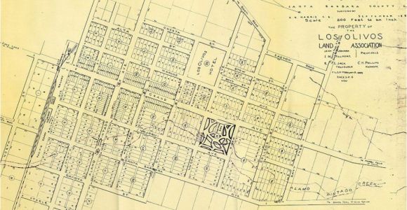 Los Olivos California Map Real Estate and town Plan for Los Olivos California Usa 1885 Old