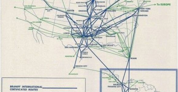 Lufthansa Route Map Europe Braniff International Route Map October 1965 Braniff