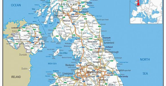 M1 Motorway Map England A1 Paper Laminated Uk Road Map Ga