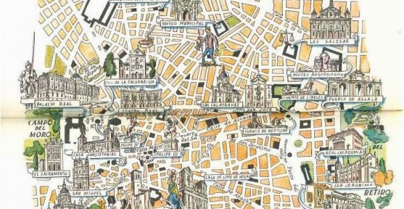 Madrid In Spain Map Madrid Map Book Illustration City Map Art by Jacques Liozu