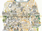 Madrid On Map Of Spain Madrid Map Book Illustration City Map Art by Jacques Liozu