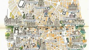 Madrid On Map Of Spain Madrid Map Book Illustration City Map Art by Jacques Liozu