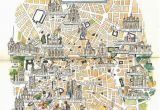Madrid Spain On A Map Madrid Map Book Illustration City Map Art by Jacques Liozu