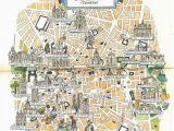 Madrid Spain On World Map Madrid Map Book Illustration City Map Art by Jacques Liozu
