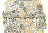 Madrid Spain World Map Madrid Map Book Illustration City Map Art by Jacques Liozu