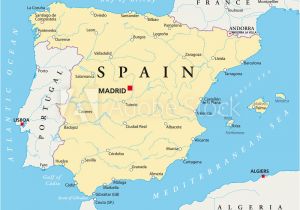 Major Cities In Spain Map Fotografie Obraz Spain Political Map with the Capital Madrid