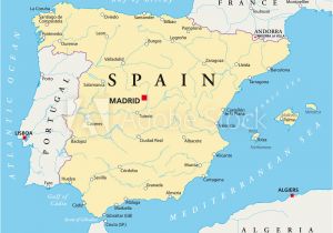 Major Cities In Spain Map Fotografie Obraz Spain Political Map with the Capital Madrid