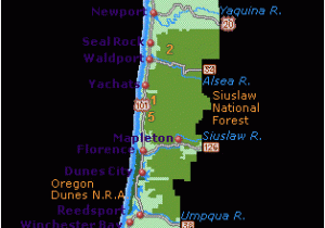 Map Coos Bay oregon Simple oregon Coast Map with towns and Cities oregon Coast In