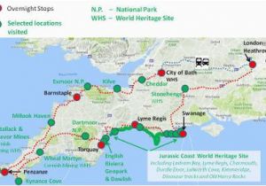 Map England south Coast Jurassic Coast and Cornwall England