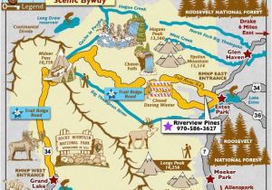 Map Grand Lake Colorado Trail Ridge Road Scenic byway Map Colorado Vacation Directory