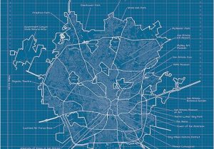 Map Greenville Texas San Antonio Artistic Blueprint Map by Maphazardly On Etsy 30 00